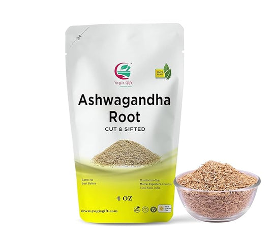 Ashwagandha Root 4 oz | Dried Ashwagandha Herb | 100% Naturally Dried | Withania Somnifera | Best Particle Size For Making Tea | by Yogi's Gift®