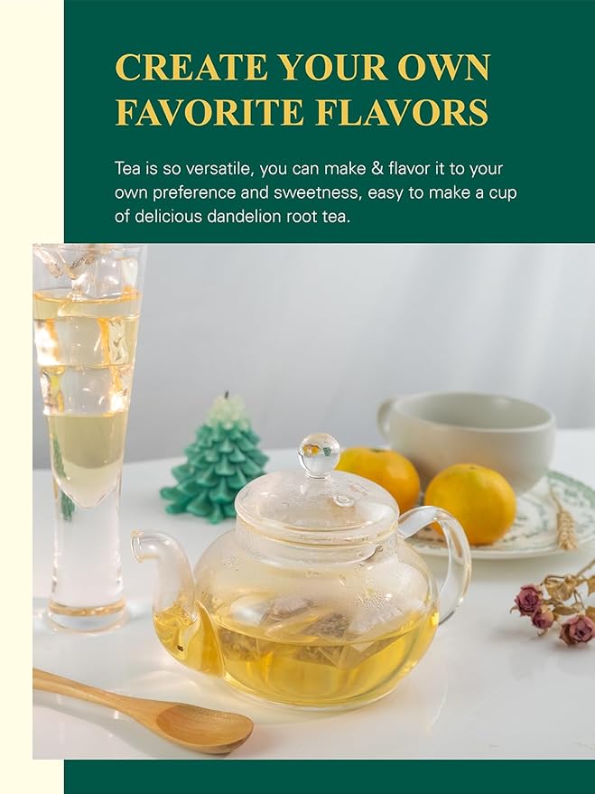 GLDNT Organic Dandelion Root Tea Bags, Premium Organic Raw Dandelion Root Tea, Smooth Taste, Caffeine Free, 100 Count