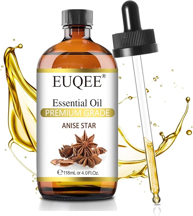 EUQEE Anise Star Essential Oil 4oz / 118ML Large Capacity Anise Star Oil Pure & Premium Fragrance Essential Oil with Glass Dropper for Candle Soap Making, Diffusers