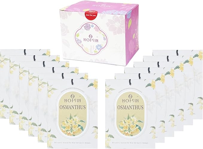 12 Packs Fragrance Bags with Hanging Strings, Air Freshener Deodorizer for Closet and Drawer,6 Scents Option- Lavender,Magnolia,Jasmine,Rose,Osmanthus,Gardenia (Osmanthus)