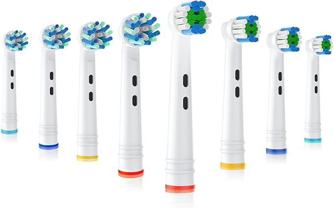 Toothbrush Replacement Heads Fit for Oral B Braun Electric Toothbrushes, 8pcs, 4 Heads for Cross Action, 4 Heads for Daily Clean, Repuesto for Type 3756 3757 3765 4729 4731