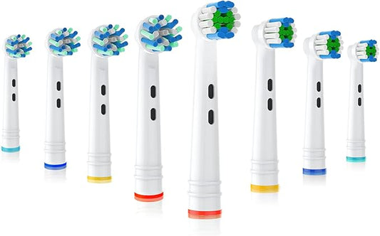Toothbrush Replacement Heads Fit for Oral B Braun Electric Toothbrushes, 8pcs, 4 Heads for Cross Action, 4 Heads for Daily Clean, Repuesto for Type 3756 3757 3765 4729 4731