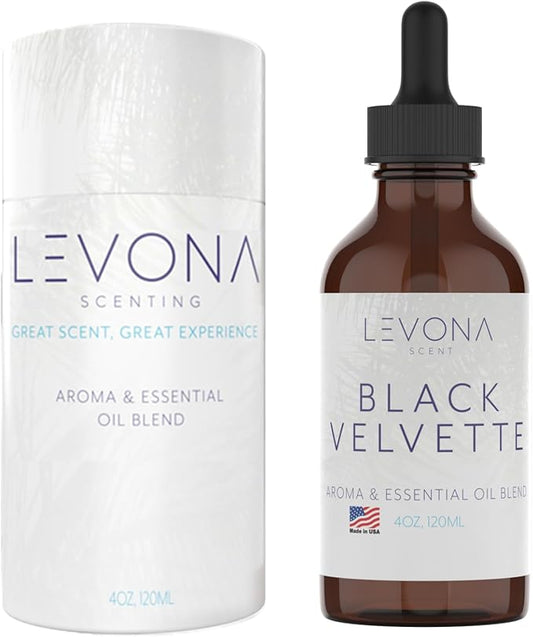 Levona Scents Oil Diffuser Essential Oils: Fragrance Oil for Diffuser - Black Velvette Diffuser Oils Scents - Woody Citrus with Herbal Floral Essential Oil Blends, Oakmoss, White Musk & Sandalwood
