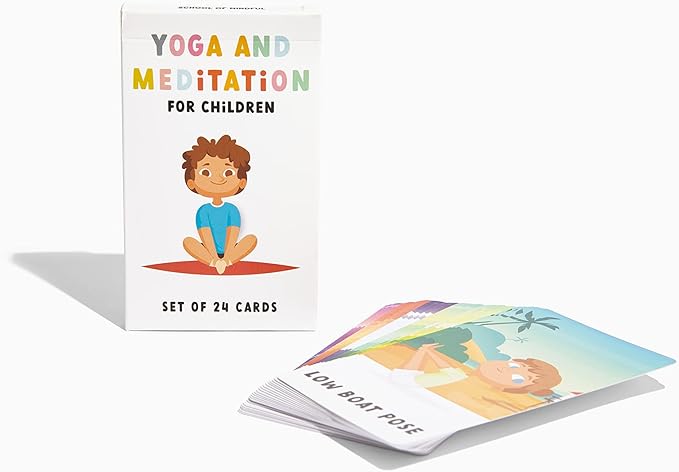 Kids Yoga and Meditation Flashcards, 24 Cards, Mindfulness Activities for Children
