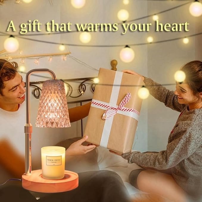 Candle Warmer Lamp with Timer Electric Wax Warmer for Scented Wax Melt Warmer Melter for Jar Candles Touch and Remote Control Dimmable Ajustable Height Gifts for Women 2 Bulbs, Star Glass
