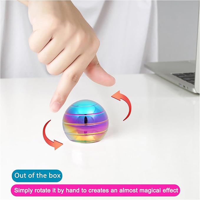 Desk Toys for Fidget Kinetic Cool-Gadgets: 180 Seconds Spinning Toy, Cool-Stuff Thing for Adult Teen Children Kid, Optical-Illusion Stress-Relief Gifts Ball for Man Women Home Office School Christmas