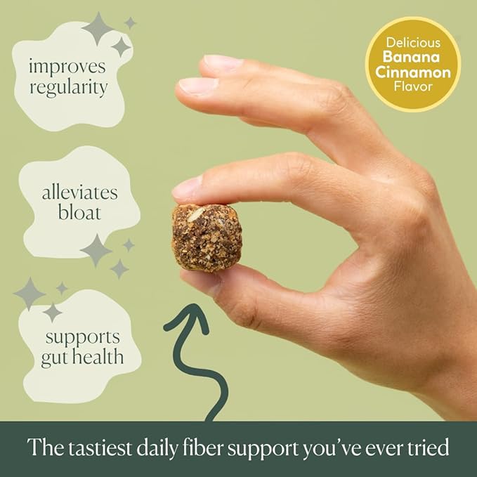 Fiber Supplement - 5g Daily Fiber Bite - Supports Regularity, Digestion and Gut Health - All Natural Ingredients, Banana Cinnamon Flavor, 30 Servings