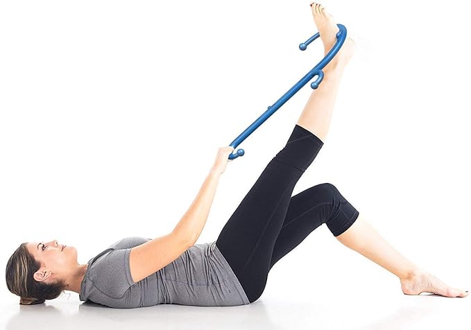 LiBa Back and Neck Massager - Trigger Point Massage Tools for Pain Relief and Manual Massage Hook Therapy Handheld Back Neck Shoulder Massager Blue - Gift for Women & Men