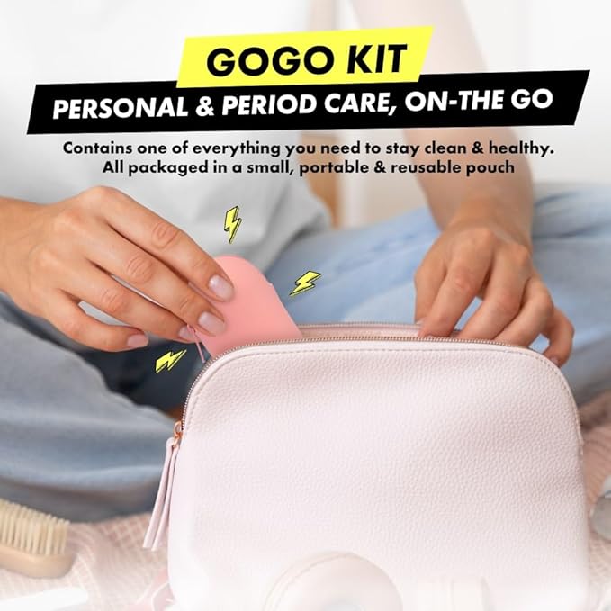 BONKS GoGo Kit - Emergency Period Kit - Portable Menstrual Pouch for Women & Teens - Essential Women's Travel Kit - Includes Tampon, Pantyliner, Underwear & More - Female Hygiene Care