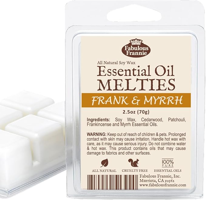 Fabulous Frannie Frank and Myrrh Blend Pure & Natural Soy Candle Meltie/Tart/Melts Made with Pure Essential Oils 2.5oz