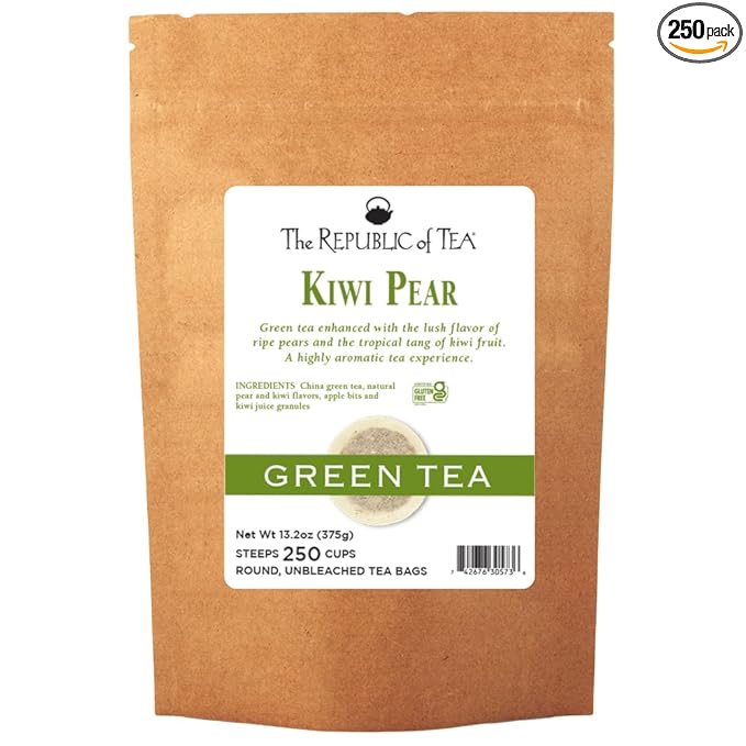 The Republic of Tea Kiwi Pear Green Tea, 250 Tea Bags, Gourmet Green Tea Smooth Healthy Blend
