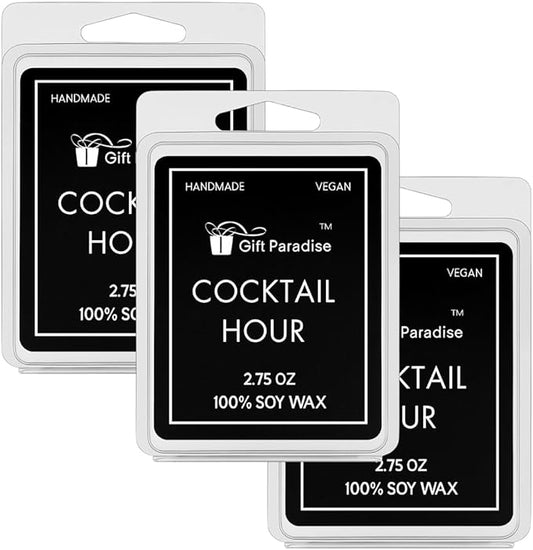 Cocktail Hour Wax Melts – Set of 3 (2.75 oz Each) – Hand Poured Soy Wax, Fruity Cocktail-Inspired Fragrance, Long Lasting & Gift-Ready