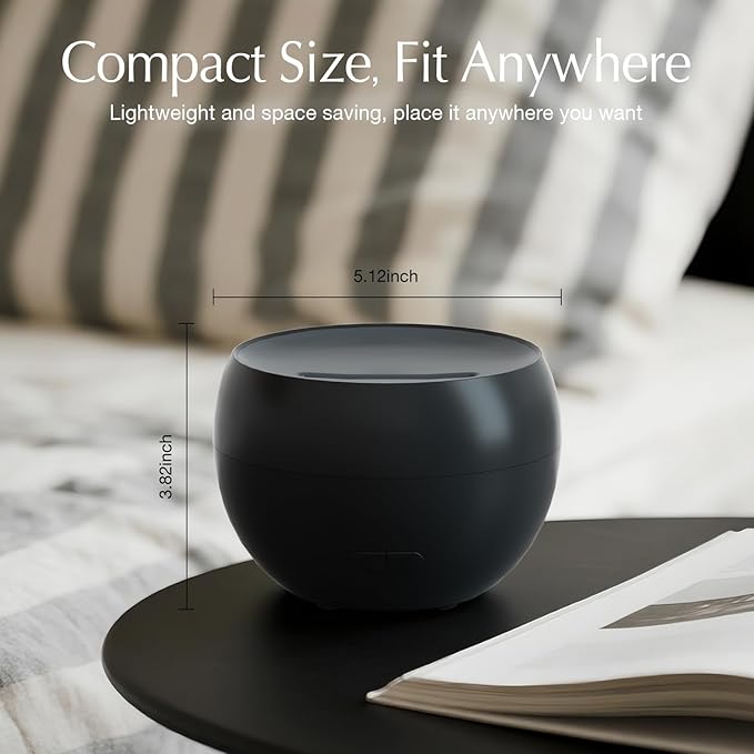 SALKING Flame Diffuser for Essential Oils, Fire Aromatherapy Essential Oil Diffuser, 150ml Ultrasonic Cool Mist Humidifier with Auto-Off Function, Small Diffuser for Home,Office,Bedroom,Gift (Black)