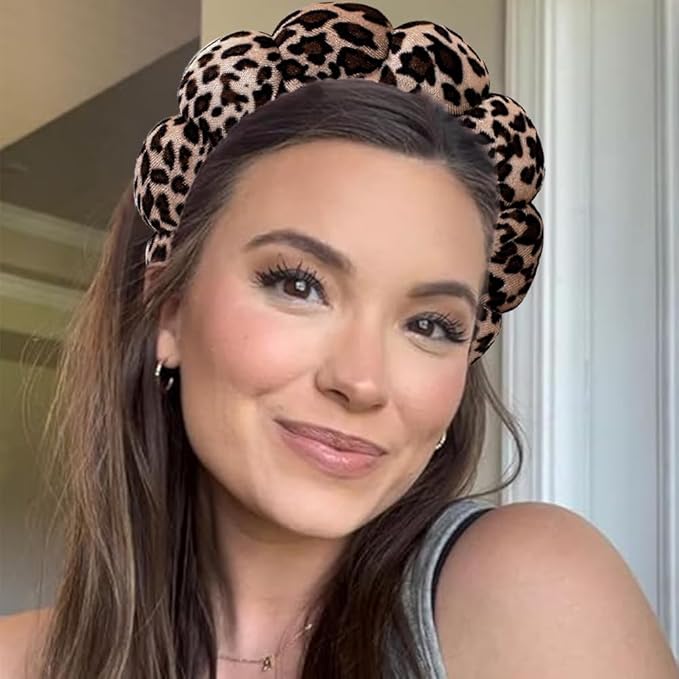 Spa Headbands for Washing Face or Makeup, Sponge Bubble Skincare Headbands, Puffy Terry Cloth Hairband for Women, Skin Care Makeup Headwear Hair Accessories for Girls