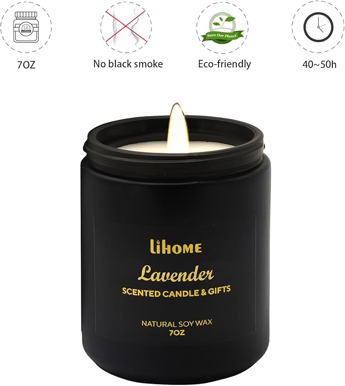 Candles Gifts for Men - Room Decor for Men, Natural Soy Wax Candles for Home Scented, Lavender Black Candles