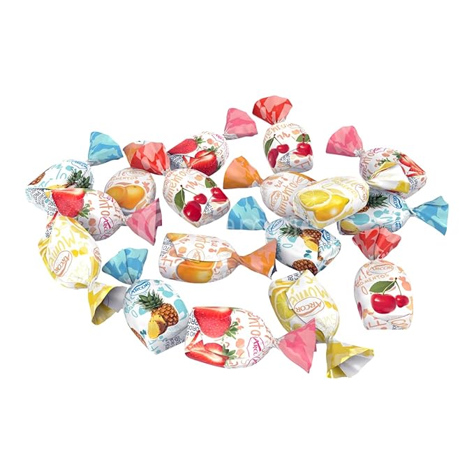 Assorted Fruit Hard Candy Individually Wrapped by Cambie, 4 lbs of Halloween Candy Bulk with a Deliciously Sweet Hard Exterior with a Soft, Decadent Filled Center