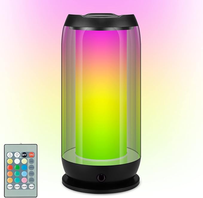 BIGMONAT Bedside Table Lamp with Remote, Color Changing Desk Lamp with Timer, Dimmable RGB Table Light for Computer Bedroom Mood Lighting, Black, 1 Pack