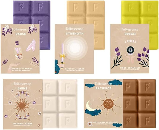 Folkulture Wax Melts or Wax Cubes | Set of 5 Scented Wax Melts for Fall Scents | 30 pc Easy to Use Candle Warmer Wax Melts for Fall Essentials | Lavender, Chamomile, Patchouli, Frankinsence