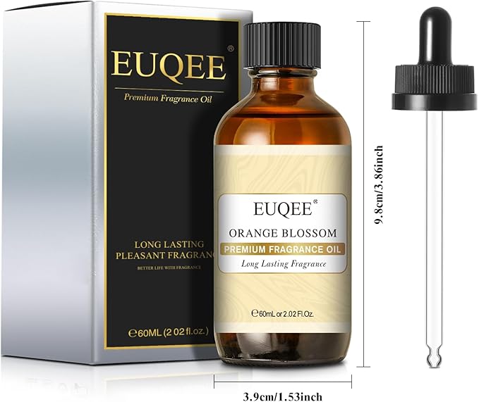 EUQEE Orange Blossom Fragrance Oils, 2.02 Fl oz/60ml Essential Oils with Glass Dropper for Diffusers, Soap Candle Making, Aromatherapy