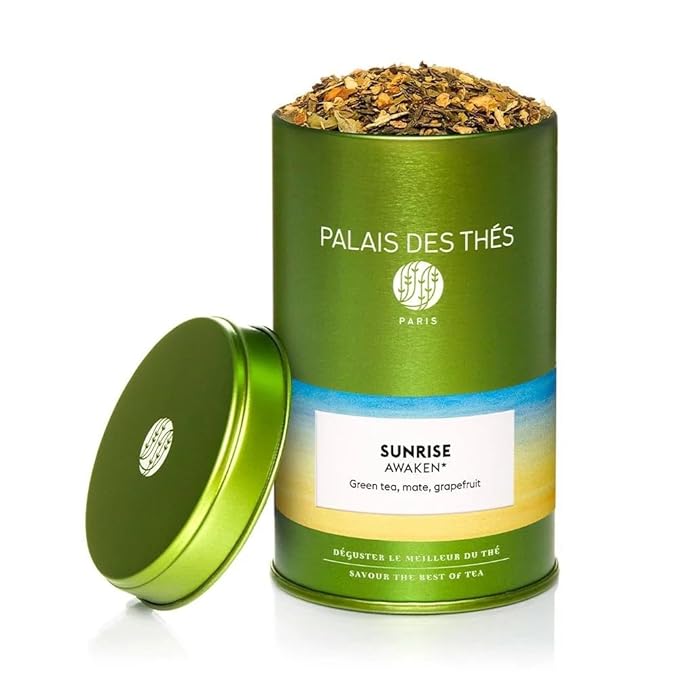 Palais des Thés - Sunrise Wake Up - Green Tea, Mate & Grapefruit - Premium Loose Leaf, Serves 20-25 Cups - 3.5oz Tin
