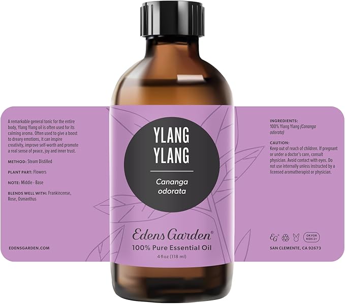 Edens Garden Ylang Ylang Essential Oil- 100% Pure Premium Grade, Undiluted, Natural, Therapeutic, Aromatherapy, The Best for Diffuser, Skin, Face, Candle 118 ml (4 fl oz)