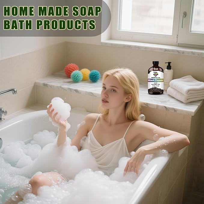 Black Pepper Essential Oil (4 oz/120 ml) — Black Pepper Oils for Aromatherapy, diffusers, humidifiers, Home fragrances, DIY Skincare, soap Making, DIY Candle, Relaxation, Yoga, and Meditation