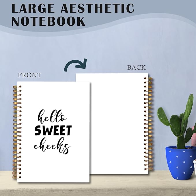 Hello Sweet Cheeks Spiral Notebooks, Funny Journal for Women Men, Humorous Sarcastic Quote Journals for Writing, Funny Notebook for Note Taking, 5.5x8.3 Inch
