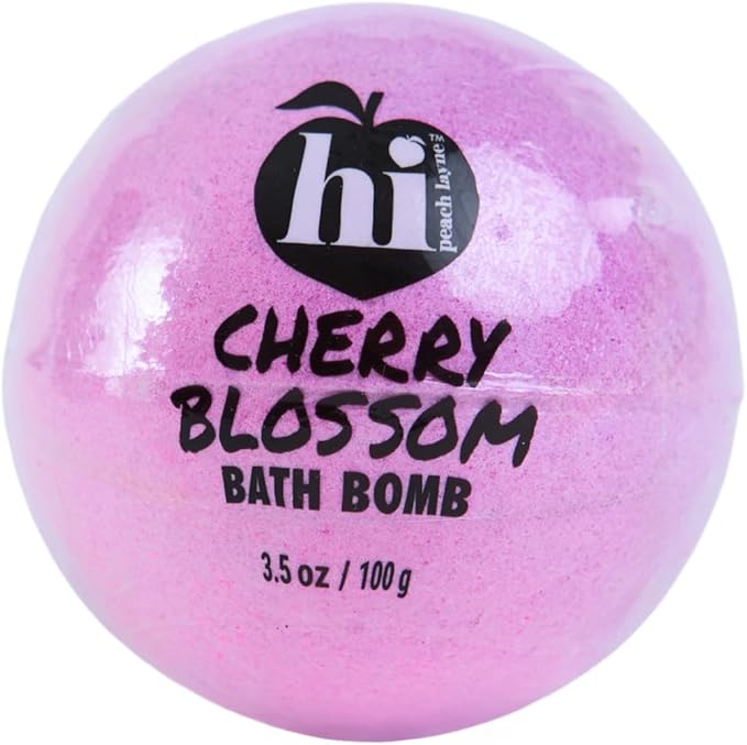 Hi Peach Layne Cherry Blossom Bath Bombs 12-Pack (3.5 oz Each) – Vegan, Clean Beauty Spa Gifts for Women & Kids, Fun Fizzing Bath Bombs for Girls