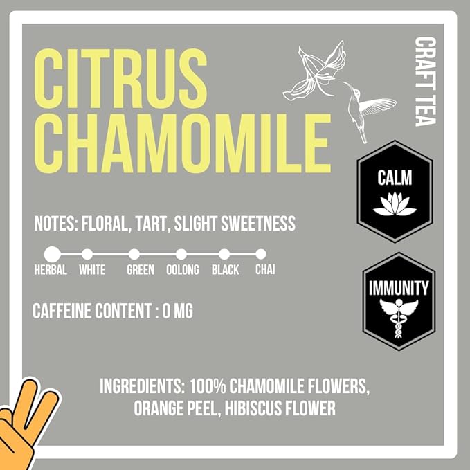 Revival Tea Company Citrus Chamomile Tea - Herbal Tea Blend of Chamomile Flowers and Orange Peel - Caffeine Free - 24 Tea Bags