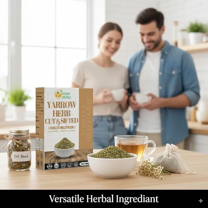 Herbs Botanica Yarrow Herb 100% Natural Dried Yarrow Flowers & Leaves for Tea, Tinctures, & Herbal Preparations – Premium Bulk Herbs for DIY Use – 4 oz Pack