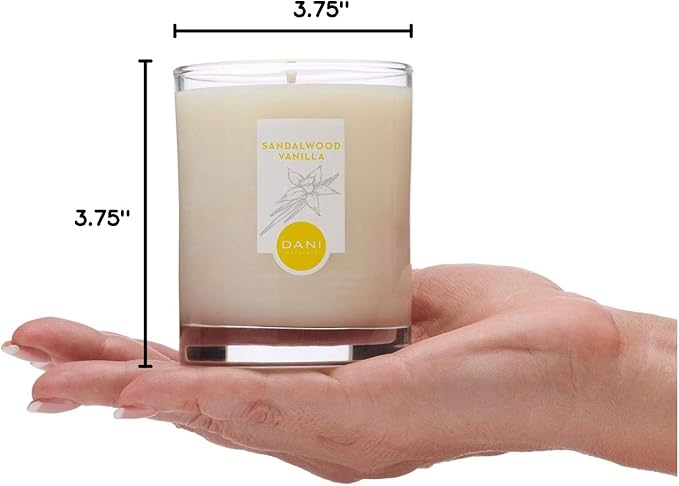 DANI Naturals Soy Candle - Sandalwood Vanilla Scented - 100% Pure Soy Wax, Kosher, Eco-Friendly, Non-Toxic, Long-Lasting Burn - 7.5 oz