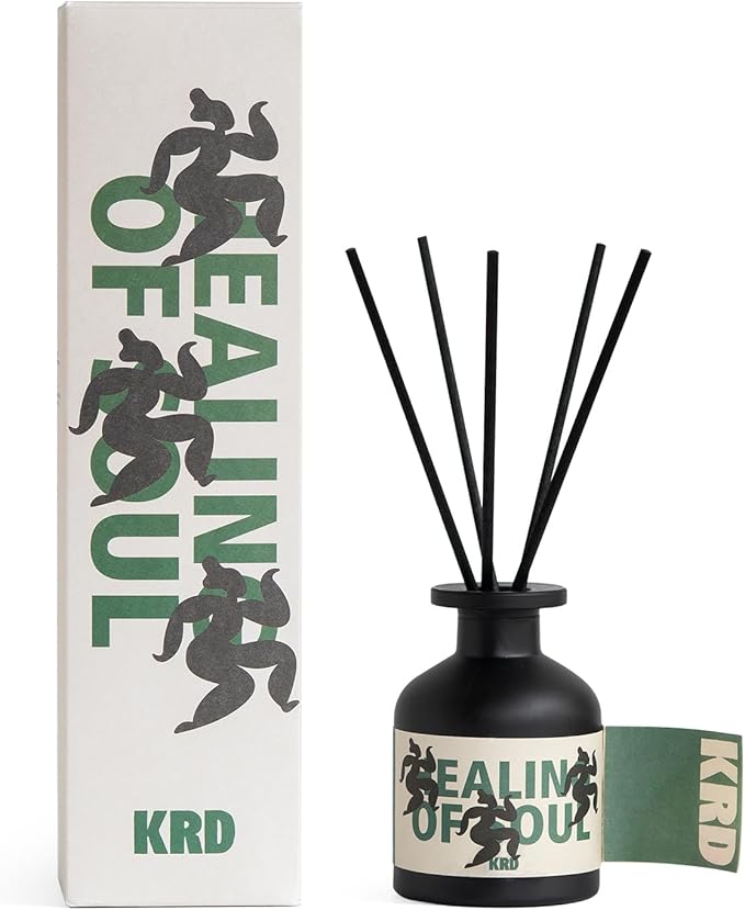 KRD Series Amber Moss Reed Diffuser Set, 3.38 fl oz (100ml) Premium Scented Oil Diffuser with 8 Natural Rattan Sticks, Long-Lasting Fragrance for Home Office Bathroom Decor