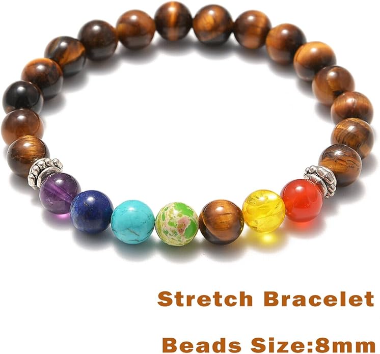 AD Beads 2Pcs His & Hers Distance Beads Bracelets Elastic Natural Stone Yoga Bracelet