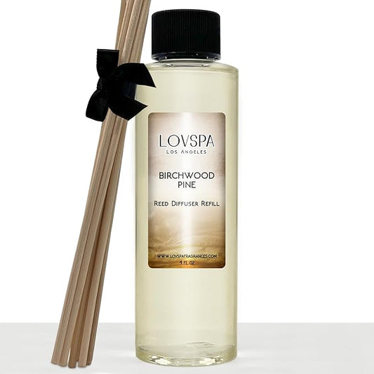 LOVSPA Birchwood Pine Diffuser Oil - Holiday Essential Oils for Diffuser Refill & Air Freshener Room Spray - Long-Lasting & Natural Home Fragrance, Scented Oil for Diffusers, USA Made, 4oz