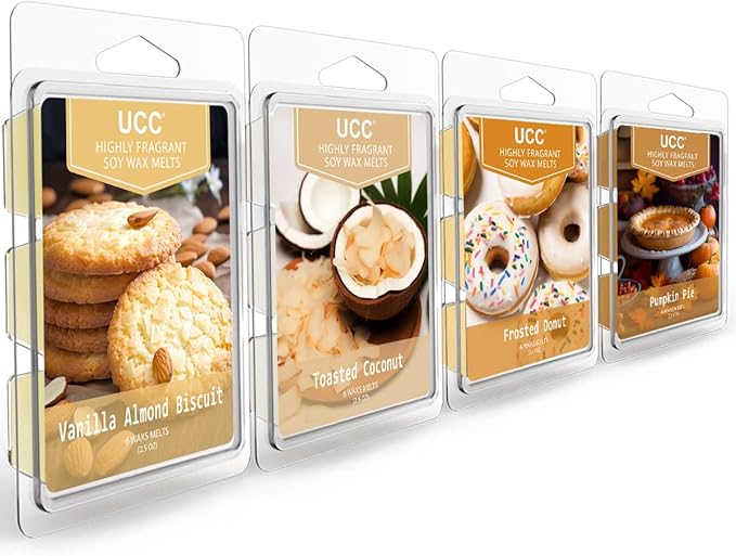 UCC Premium Wax Melts, Fall Variety Fragrance Melts, Scented Soy Wax Melts Cubes, Natural Plant Based Highly Scented Wax Melts Tarts, 4 Pack