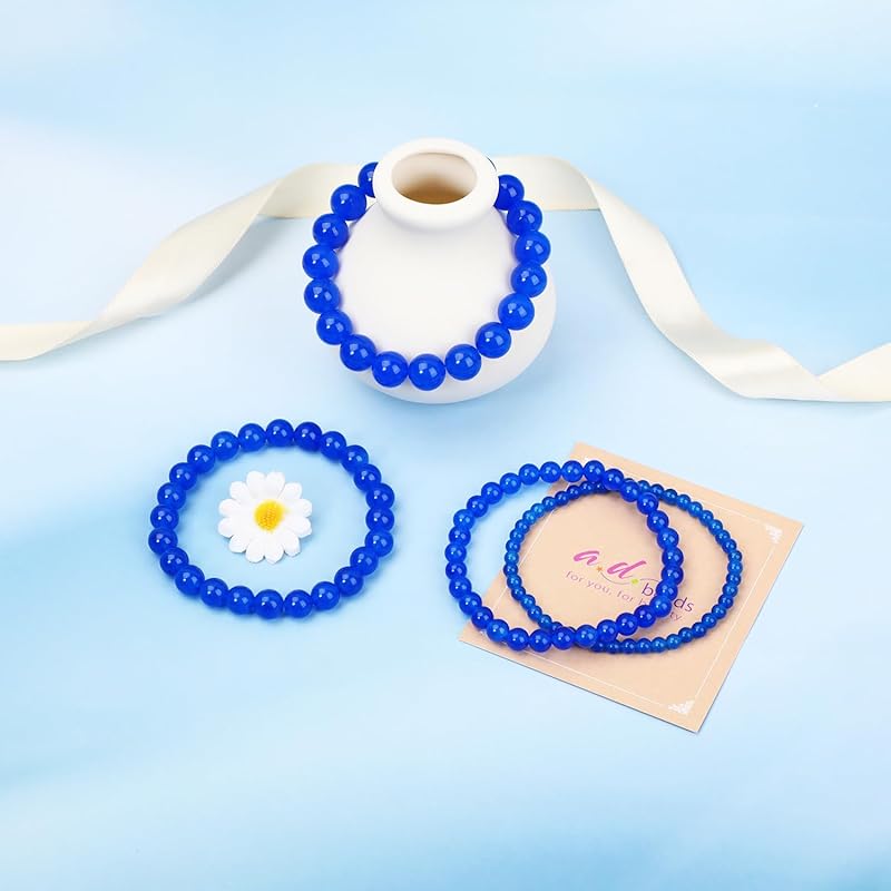 AD Beads Handmade Gemstone Stretch Elastic Bracelet Crystal Healing Reiki Nature's Beauty and Spiritual Essence Unisex (4mm, Blue Lapis Jade (Profession Success))