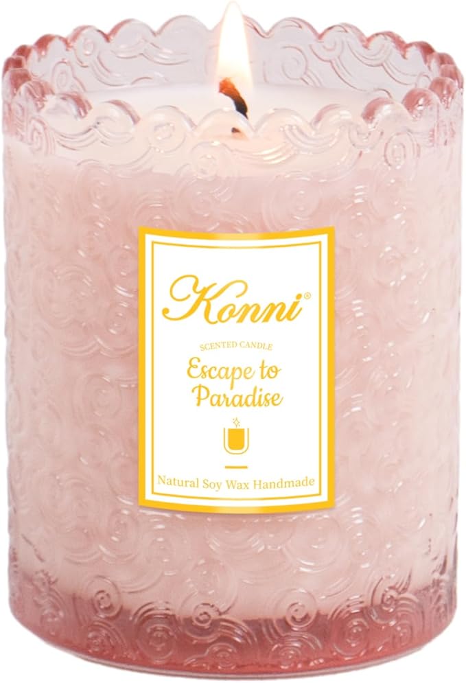 KONNI Scented Candles, Soy Candles, Aromatherapy Candle, Escape to Paradise Scented Candle for Men Women, 7.05oz Candle for Home Decor, Ideal for Creating Relaxing Ambience & Holiday Gifting