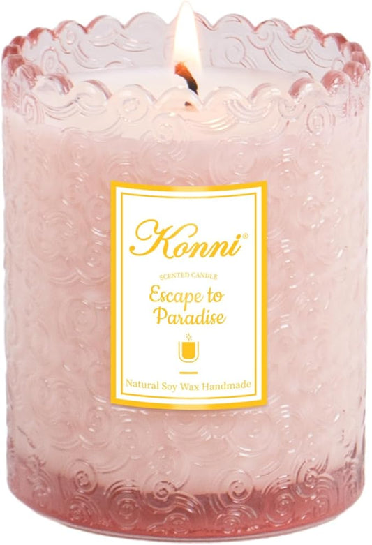 KONNI Scented Candles, Soy Candles, Aromatherapy Candle, Escape to Paradise Scented Candle for Men Women, 7.05oz Candle for Home Decor, Ideal for Creating Relaxing Ambience & Holiday Gifting