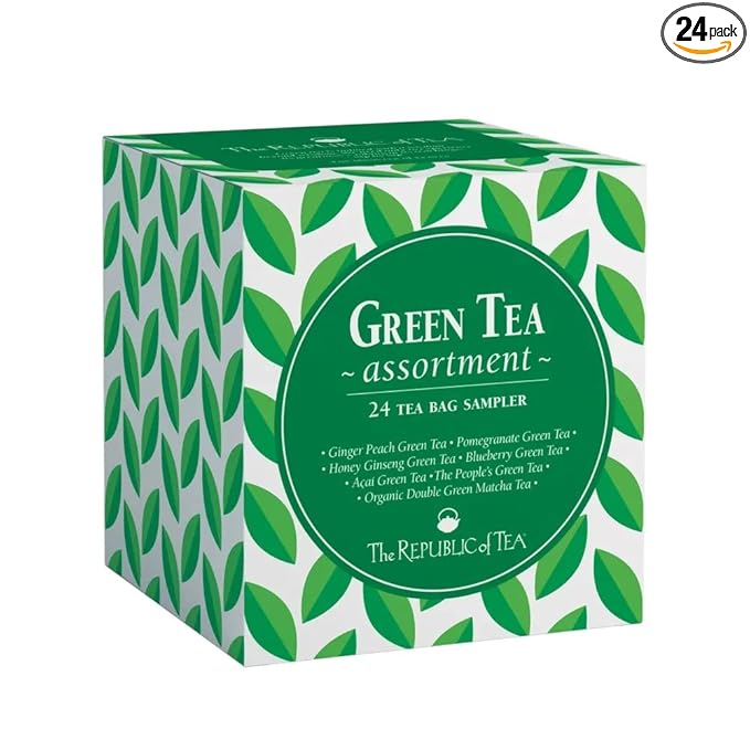 The Republic of Tea - Green Tea Assortment Sampler, 24 Individually Wrapped Tea Bags