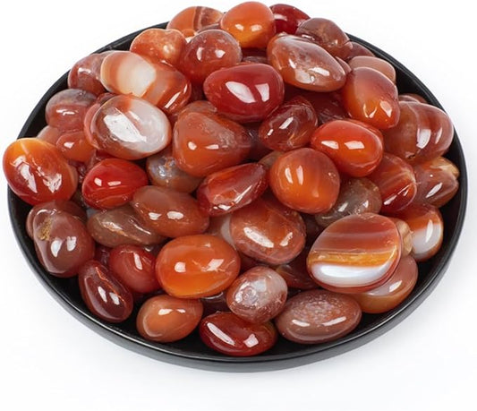 Red Agate Healing Crystal Stone Set - 24 Pieces, 0.6" Natural & Polished Stones for Healing, Meditation, Reiki, Chakra, Crafting & Decoration