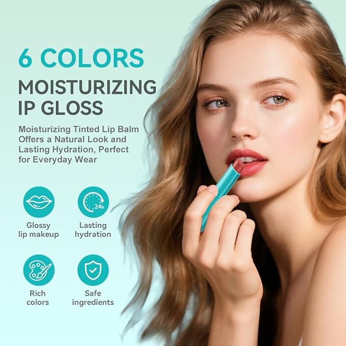 4 PCS Lip Tint Hydrating, Moisturizing Tinted Oil Balm, Stain Peel off Lipstick Gloss Set, Long Lasting Waterproof Non-stick Natural Ingredients Moisture Makeup Cup for Women(Peach Coral)