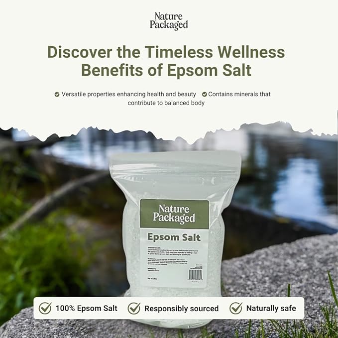 Epsom Salt (48oz) - Direct from The Shore of The Dead Sea - Organic Salt as Body Scrubs, Bath Salt, and Foot Bath Soak 4 Packs
