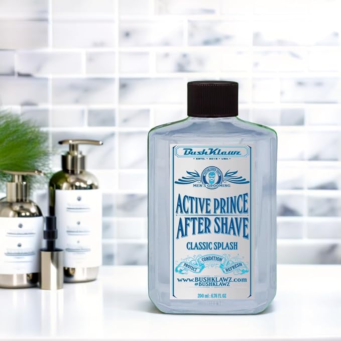 BushKlawz Classic Refreshing Cooling Soothing Barbershop After Shave Lotion Balm Toner Splash Active Prince Satisfy all Types of Viking Cannon Black Prime AfterShave Tonic Cologne