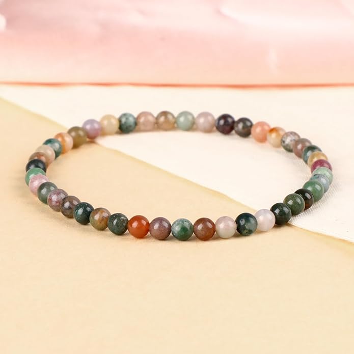 LPBeads Handmade Natural Gemstone Stretch Elastic Bracelet Healing Crystal Round Stone Beads Jewelry Gifts for Women Men
