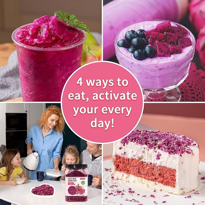 Haomly Freeze-Dried Dragon Fruit,5.3OZ/150g,Red Dragon Fruit Chunks, No Added Sugars,100% Natural,Dried Fruit Snacks, Ideal for Drinks,Yogurt, Cereal, Smoothies Baked Goods and Water