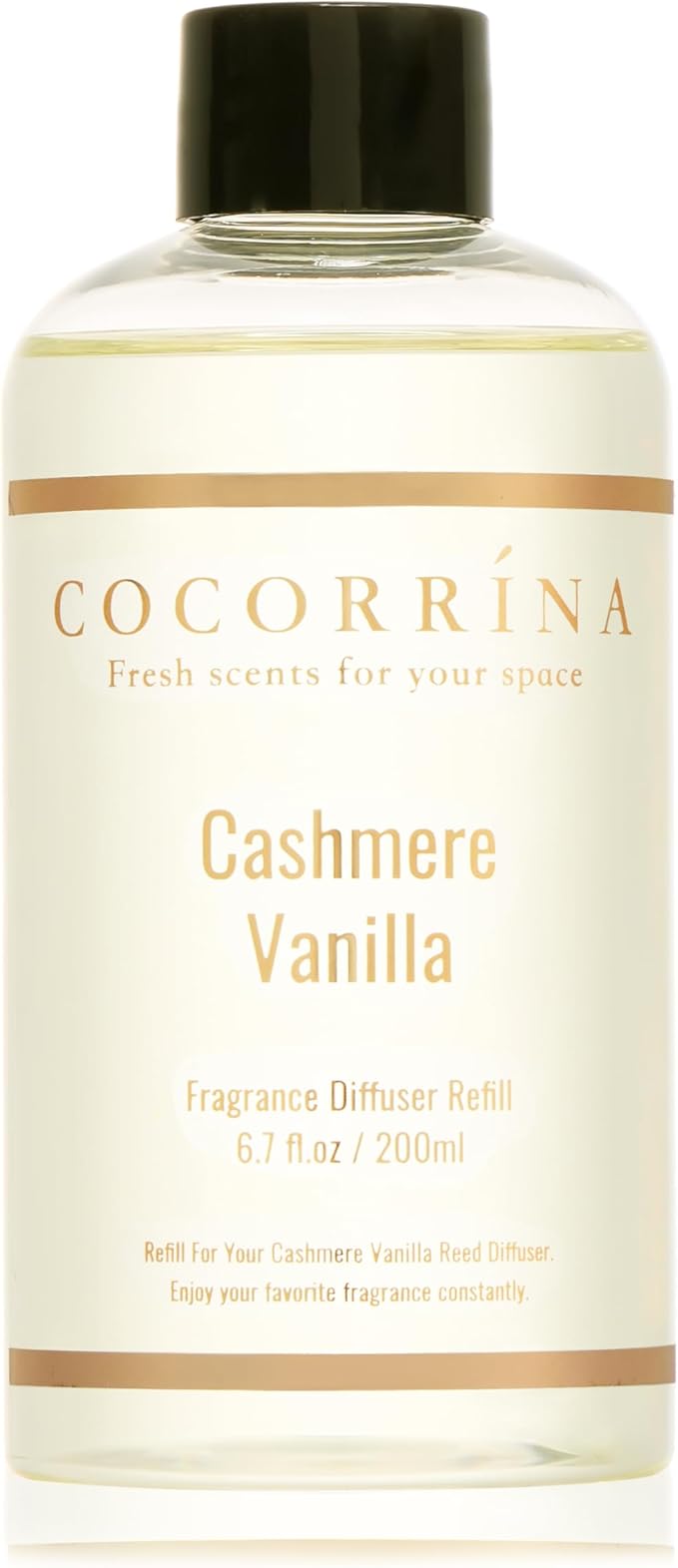 COCORRÍNA Reed Diffuser Refill - Cashmere Vanilla 6.7 Fl.oz Reed Diffuser Refill with 8 Sticks