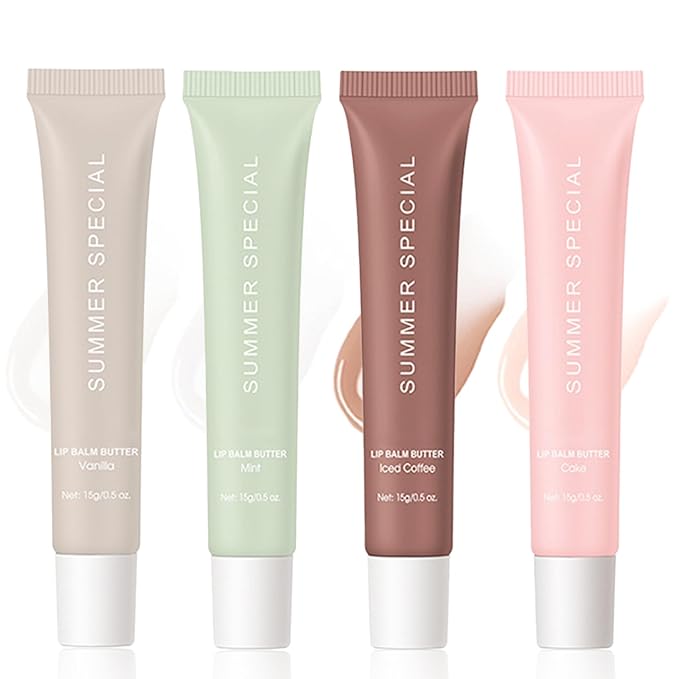 4 Pcs Summer Special Lip Butter Balm, Special Lip Balm, With Natural Ingredients of Shea Butter & Olive Butter, Long-Lasting Hydrating Non-Sticky Lip Balm, Soothes And Softens Dry Lips