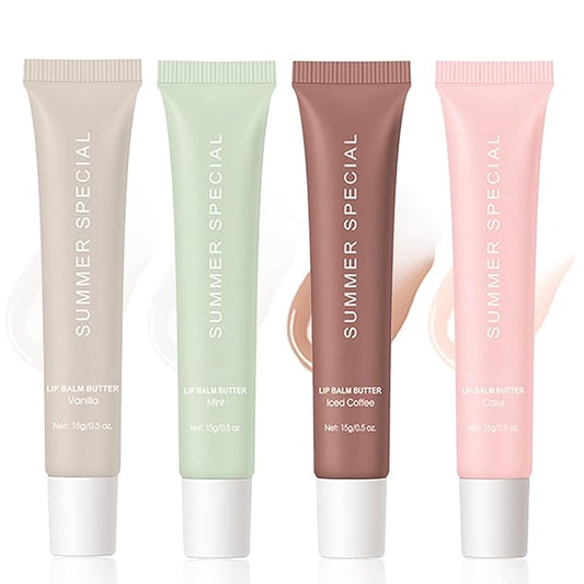 4 Pcs Summer Special Lip Butter Balm, Special Lip Balm, With Natural Ingredients of Shea Butter & Olive Butter, Long-Lasting Hydrating Non-Sticky Lip Balm, Soothes And Softens Dry Lips