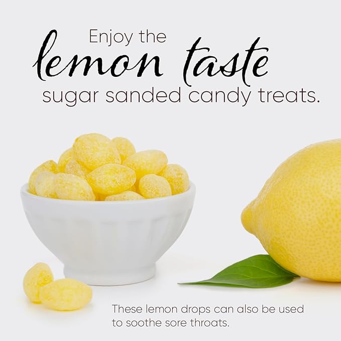 Claeys Sanded Lemon Drops Candy - Bulk Candy Lemon Drops Hard Candy - 2 Pounds - Christmas Candy – Ideal for Holidays, Sour Candy Lovers – Lemon Flavor