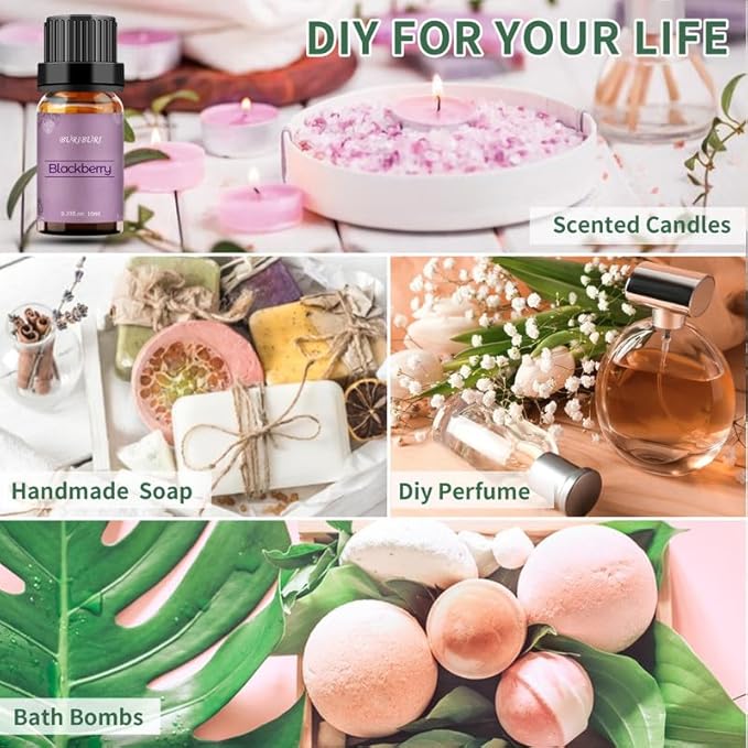 BURIBURI BlackBerry Essential Oil 10ml Premium Grade Scented Oil BlackBerry Fragrance Oil for Diffusers, Massage, Candle Making Soap Making